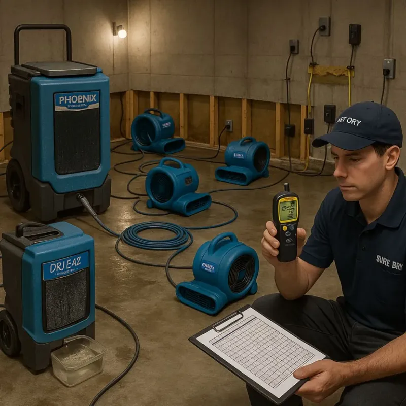 Structural Drying and Dehumidification process in Buellton, CA